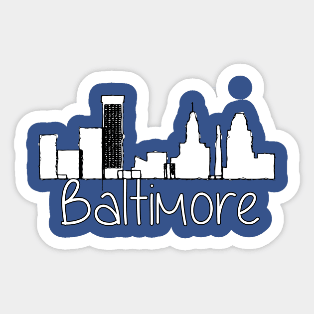 Cityscape of Baltimore, Maryland Sticker by DimDom